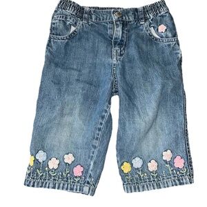 Vintage Baby Gap Y2K Embroidered Jeans Flowers 18/24 Months 1999